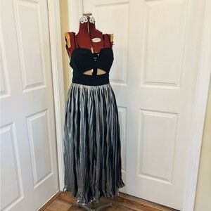 Free People Black and Metallic Silver Grey Evening Dress